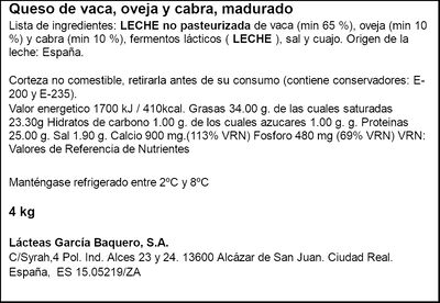 Queso García Baquero La Cava Barus 4 Kg