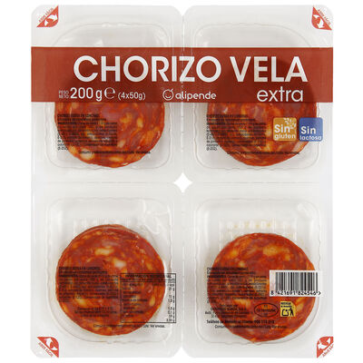 Chorizo de vela en lonchas Alipende pack 4 de 50g