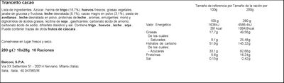 Pastelito Trancetto Balconi 280g relleno de cacao