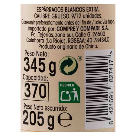 Esparragos blancos grueso Alipende 205g (9/12 piezas)
