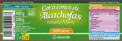 Coraz&oacute;n de alcachofa Alipende 10/14 240g