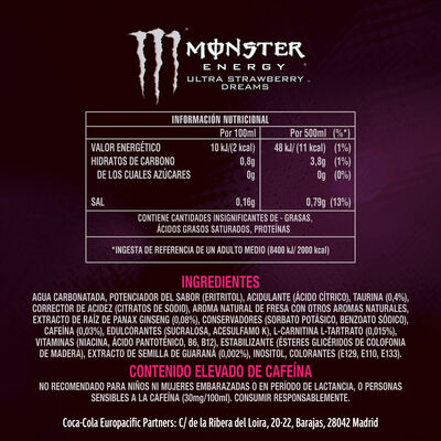 Bebida energética Monster Energy Ultra Strawberry Dreams 500ml Lata
