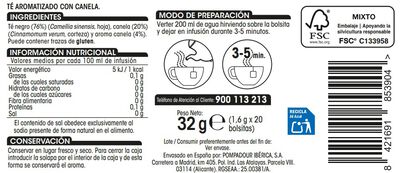T&eacute; negro Alipende 20 unidades con canela