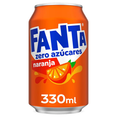 Refresco naranja Fanta lata 33cl zero az&uacute;cares