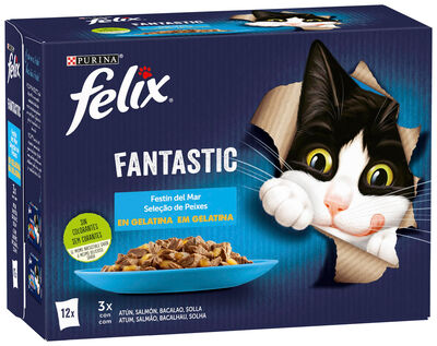 Comida h&uacute;meda para gatos fest&iacute;n del mar Felix 12uds
