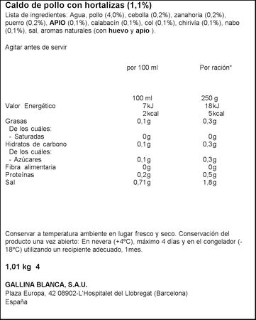 Caldo casero de pollo y verdura Gallina Blanca 1l