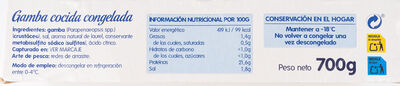 Gamba cocida Antonio y Ricardo 700g 56/70 piezas
