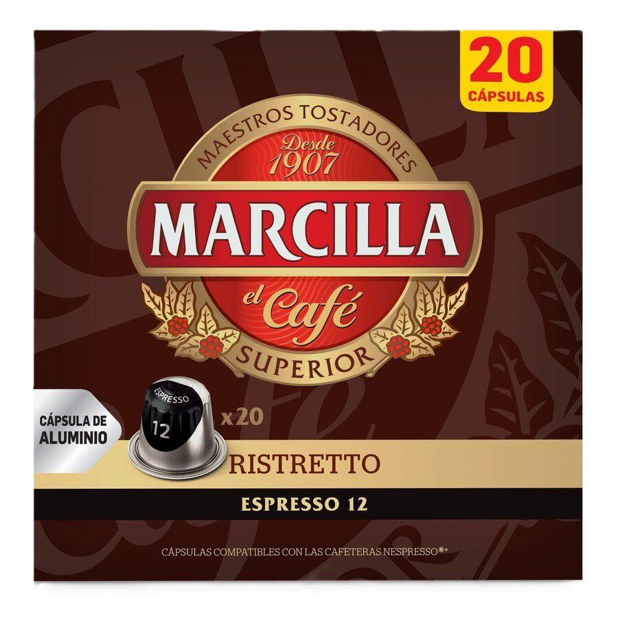 Café espresso ristretto intensidad 12 Marcilla 20 cáps