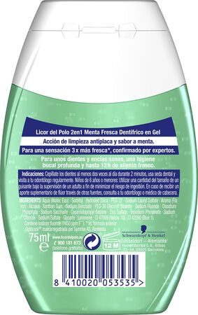 Pasta dental Licor del Polo 2 en 1 75 ml Menta