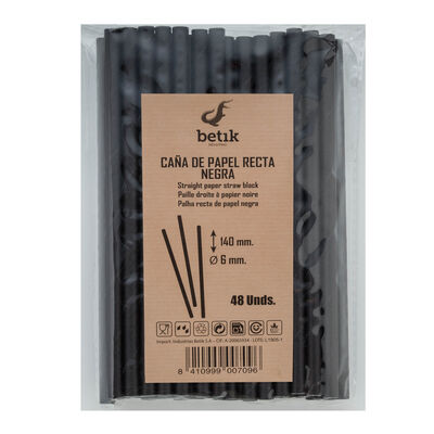 Caña de papel Betik 48 uds rectas negras