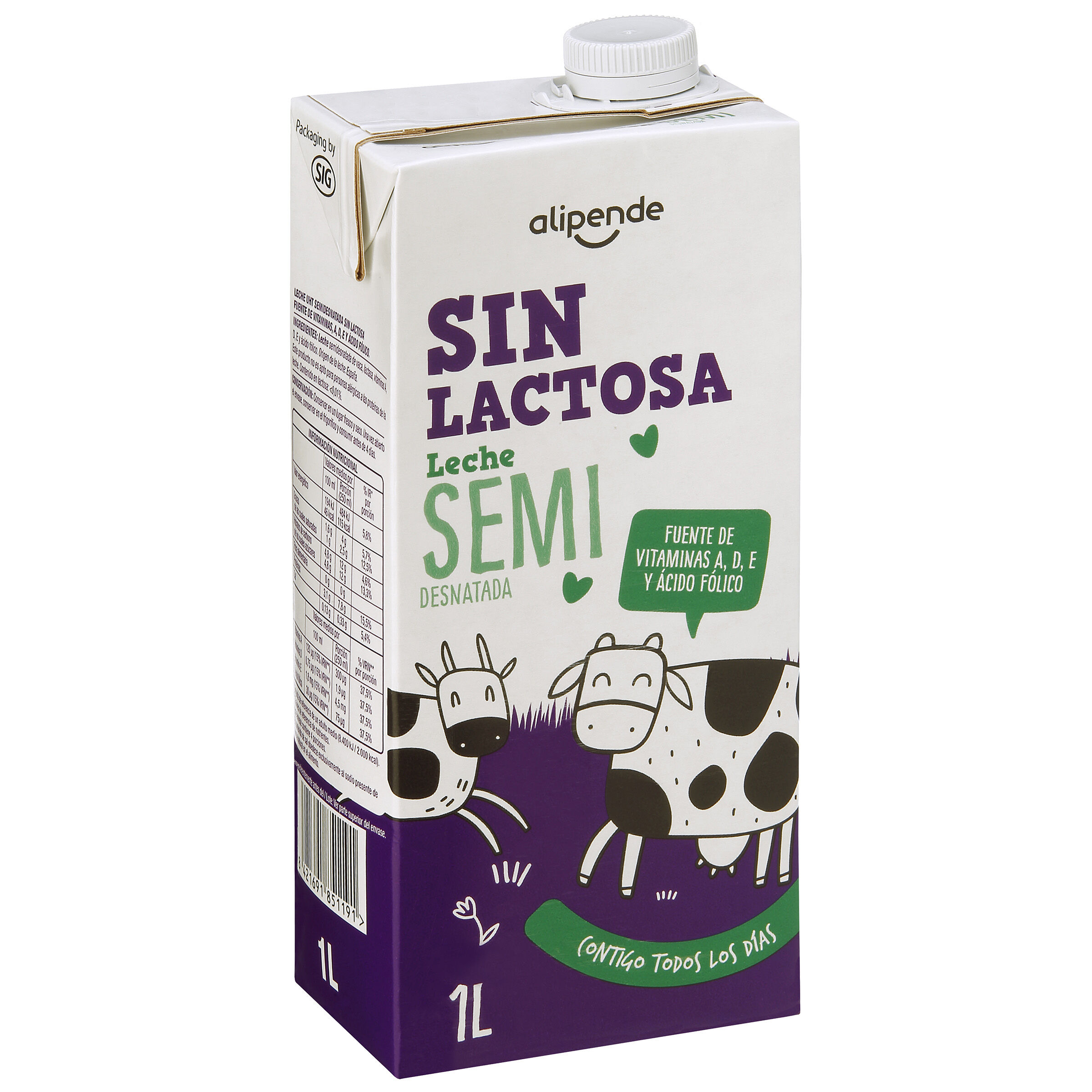 Leche sin lactosa Alipende 1l semidesnatada