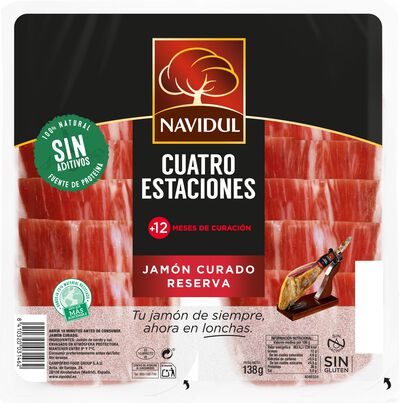 Jam&oacute;n curado en medias lonchas Navidul pack 2 de 69g