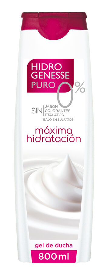 Gel Ducha Puro 0% Hidrogensse 800ml M&aacute;xima Hidrataci&oacute;n