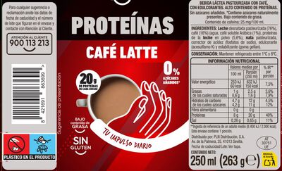 Caf&eacute; latte con prote&iacute;nas sin gluten bajo contenido de grasa Alipende 250 ml