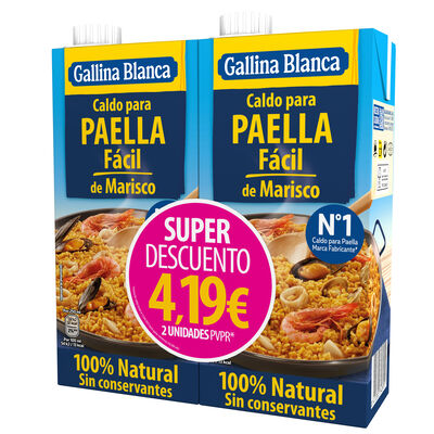 Caldo para Paella Fácil de Marisco 100% Natural Gallina Blanca 2 briks de 1l
