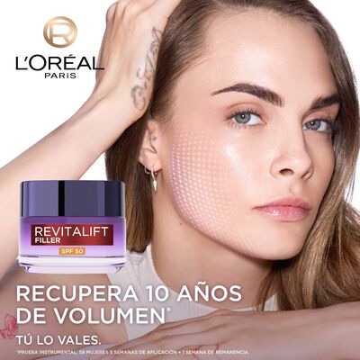 Crema facial de d&iacute;a con filtro protector factor 50 L'Or&eacute;al Revitalift 50ml
