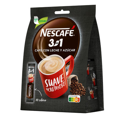 Caf&eacute; soluble Nescaf&eacute; 3 en 1. Sobres de caf&eacute;, leche y az&uacute;car 10x16g