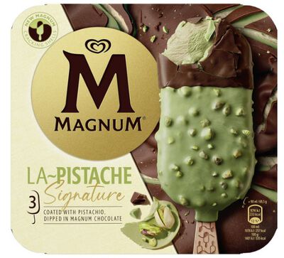 Helado bomb&oacute;n magnum pistacho 3 unidades