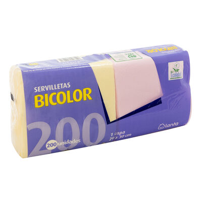 Servilletas Lanta 200 uds bicolor amarilla y rosa