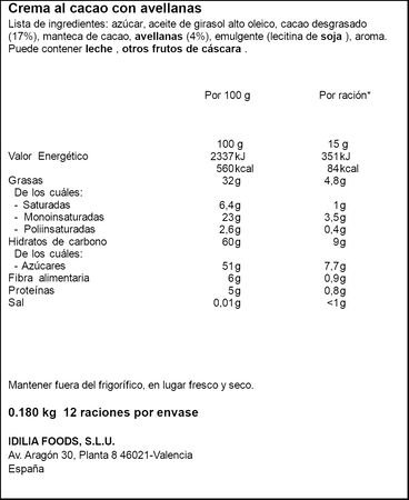 Crema de cacao y avellanas Nocilla 180g noir