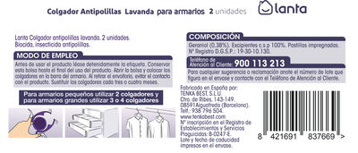 Colgador antipolillas Lanta pack-2 lavanda