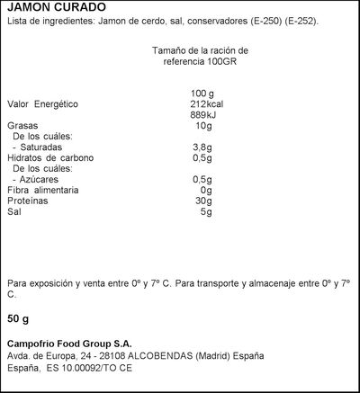 Jam&oacute;n curado en lonchas Navidul 45 gr