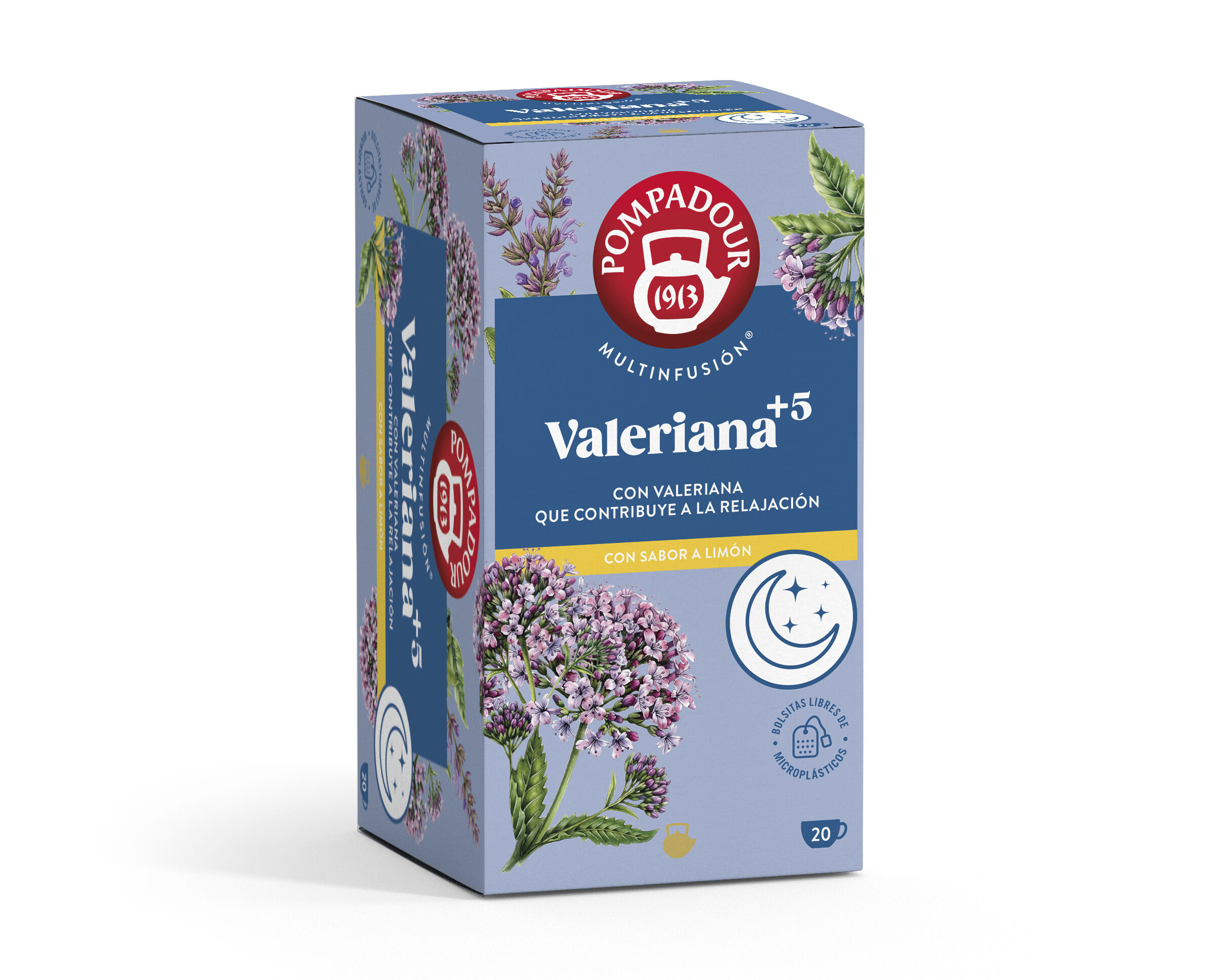 Infusión valeriana plus con limón Pompadour 20u