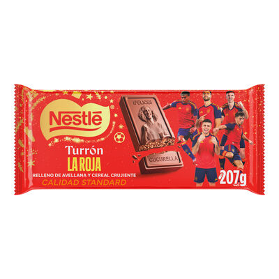 Turrón chocolate relleno de avellana y cereal crujiente Nestlé La Roja 207g