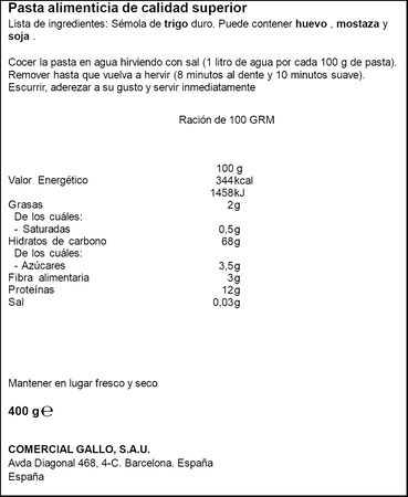 Pluma N&ordm;6 Gallo 400g