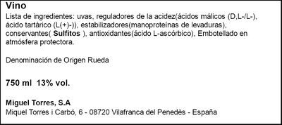 Vino blanco Verdejo denominaci&oacute;n de origen rueda Celeste 75cl