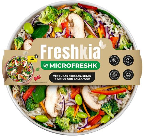 verduras frescas, setas y arroz con salsa wok Freshkia 325g