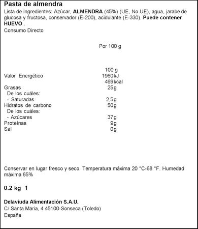 Pasta de almendra Delaviuda 200g