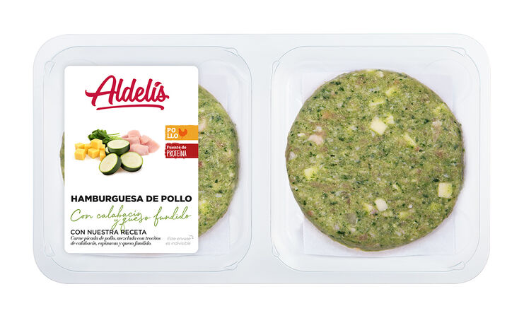 Hamburguesa de pollo con calabacín y queso Aldelís 320g