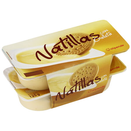 Natillas de vainilla Alipende pack 4 con galleta