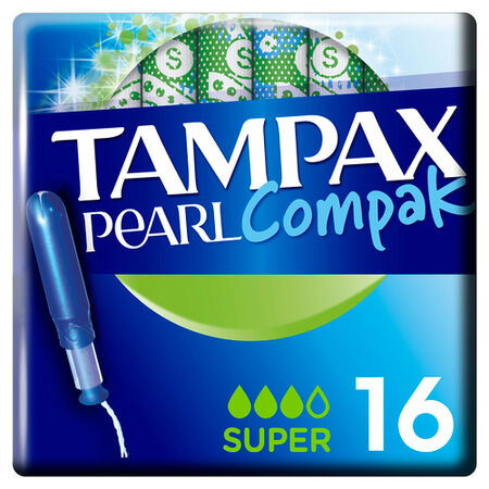 Tampón con aplicador Tampax Pearl compak 16 uds super