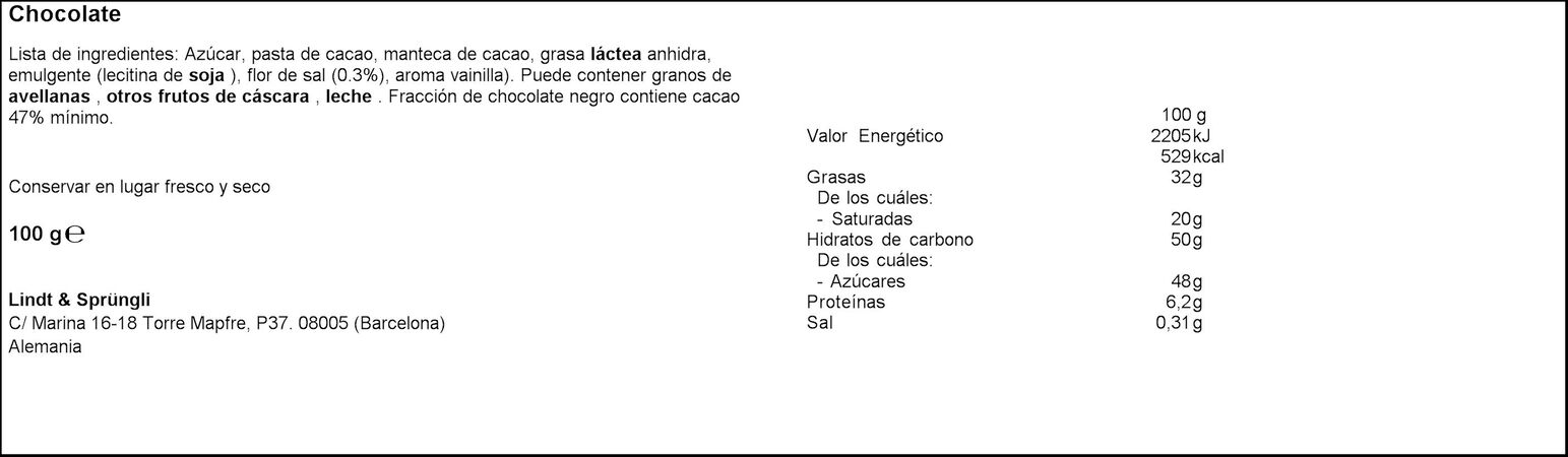 Chocolate negro Lindt excellence 100g flor de sal