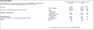 Chocolate negro Nestl&eacute; 120g 70% de cacao