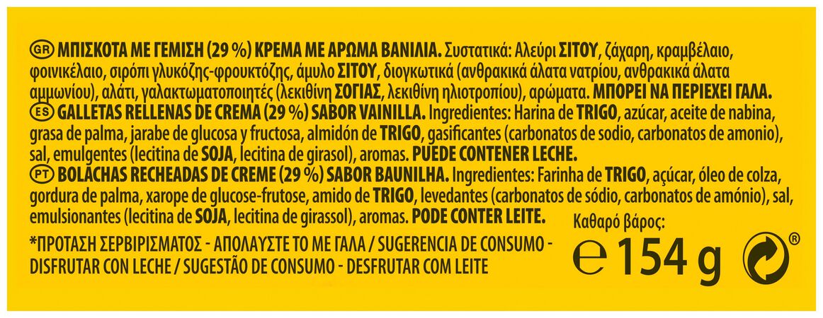 Galleta rellena Oreo 154g golden con crema de vainilla