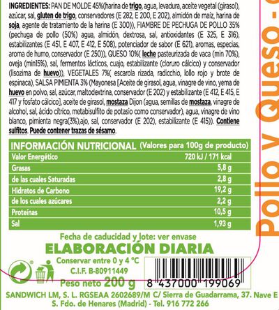 Sandwich maxi de pollo-queso LM 200g