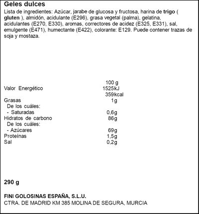 Golosina regaliz relleno de fresa y pica-pica Fini 290g