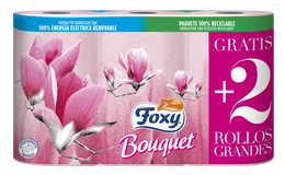 Papel higienico Foxy 4 unidades bouquet + 2 rollos grandes
