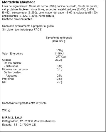 Mortadela ahumada MRM 200gr
