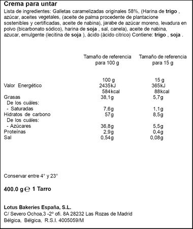 Crema de untar de galleta Lotus Biscoff 400g