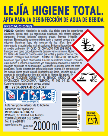 Lejía Lanta 2l higiene total