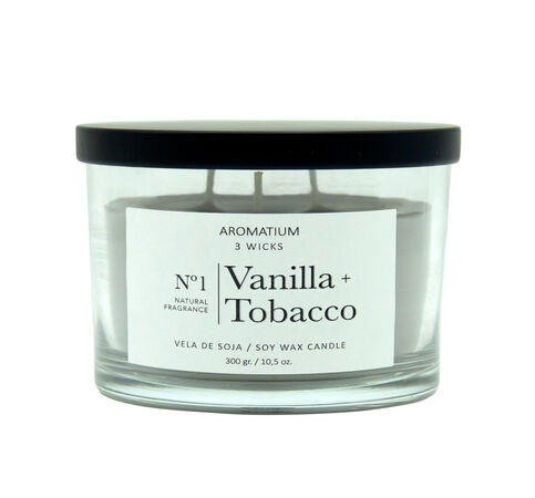 Vela de soja 3 mechas Aromatium veinilla & tobacco