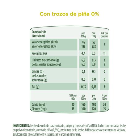 Bífidus probiótico Activia 0% pack 4 piña