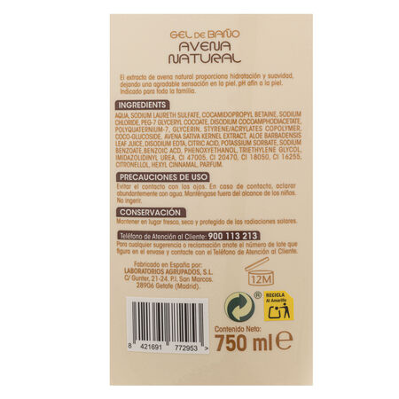Gel de ducha Bodyplus 750ml avena y aloe vera