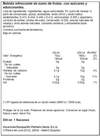 Refresco fanta naranja 500ml