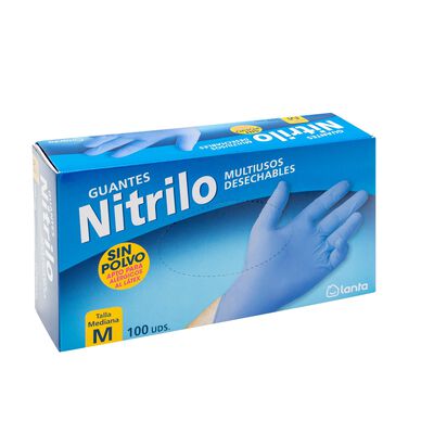 Guantes de nitrilo desechables Lanta 100u talla mediana