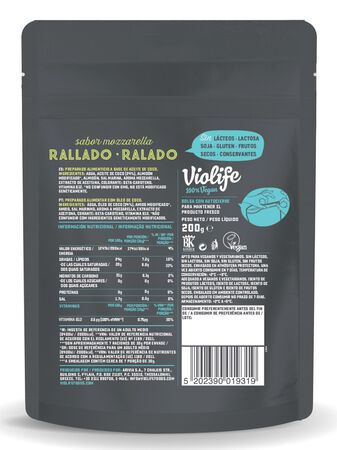 Preparado alimenticio rallado vegano Violife 200g sabor mozzarella